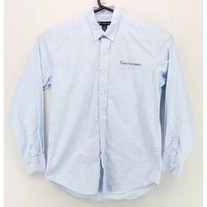 Oxford Golf Menss Button Down Long Sleeve Collared Shirt Medium Blue White Plaid